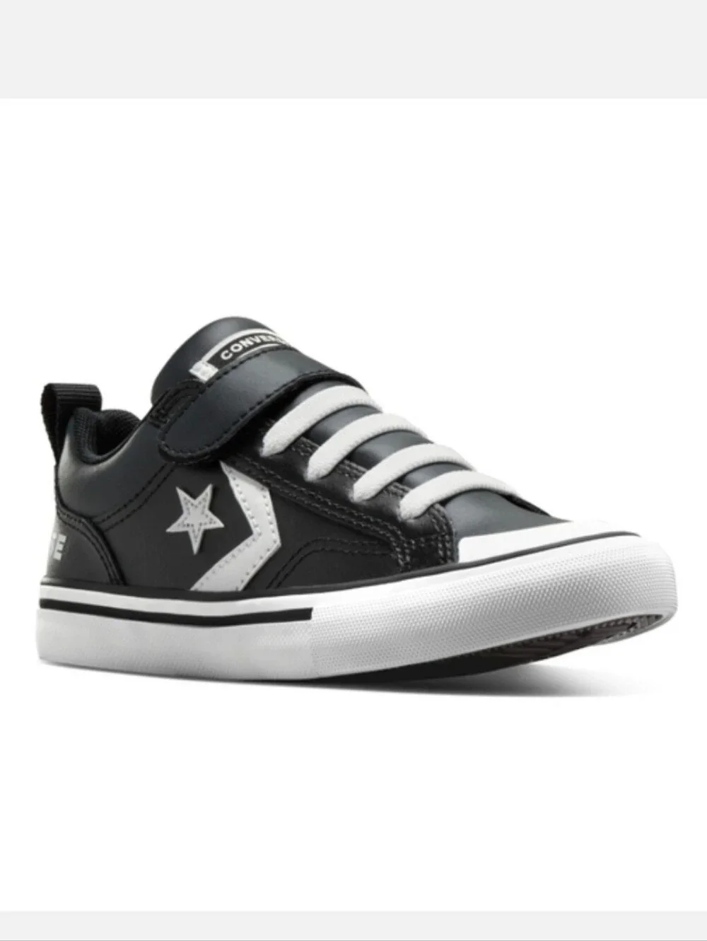 NEW Converse All Star Pro Blaze Leather Black/White Strap Shoes Little Boy's 12